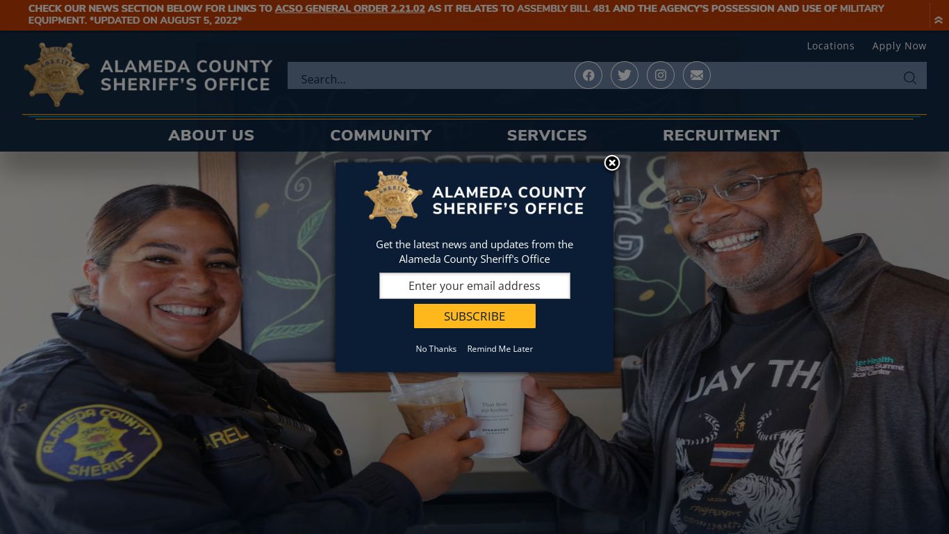 Alameda County Sheriff's Office, CA | Home