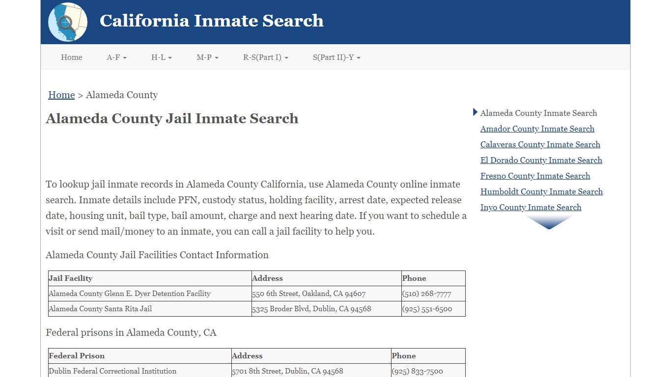 Alameda County Jail Inmate Search